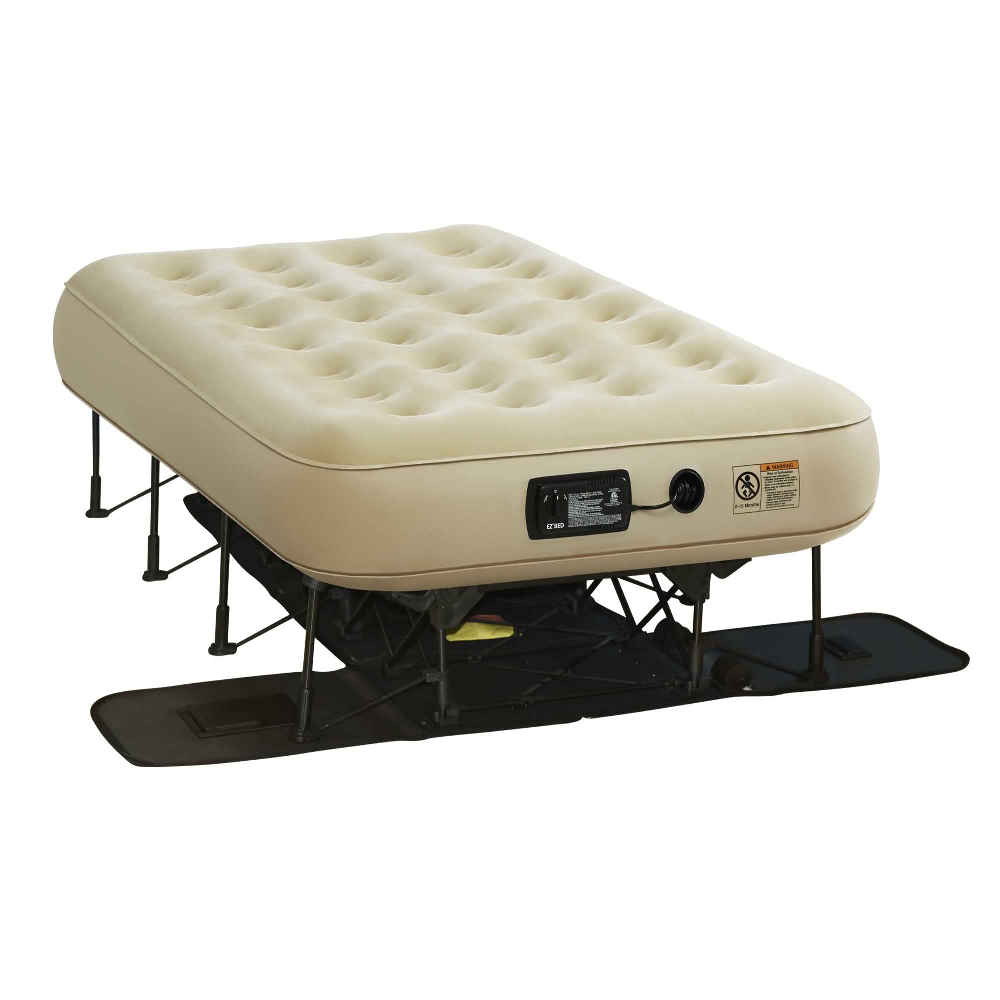 Simpli Comfy EZ Bed Twin Self-Inflating Air Mattress with Built-in Frame, Pump and Wheeled Case, Blow Up Inflatable Air Bed Perf