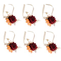 Ansofi Wrist Corsage Wristlet Band Bracelet for Women Bride Bridesmaid, Burgundy & Burnt Orange Corsages for Wedding Set of 6