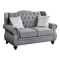 Acme Hannes Loveseat with 2 Pillows in Gray Fabric