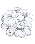 Uniclife 50 Pcs Metal Rim Key Tags 1.5 Inch Round Key Chain Tags Writable White Paper Labels With Metal Edges And Split Rings St