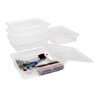 Storex Letter Size Deep Storage Tray - Organizer Bin With Non-Snap Lid For Classroom, Office And Home, Translucent, 5-Pack (6256