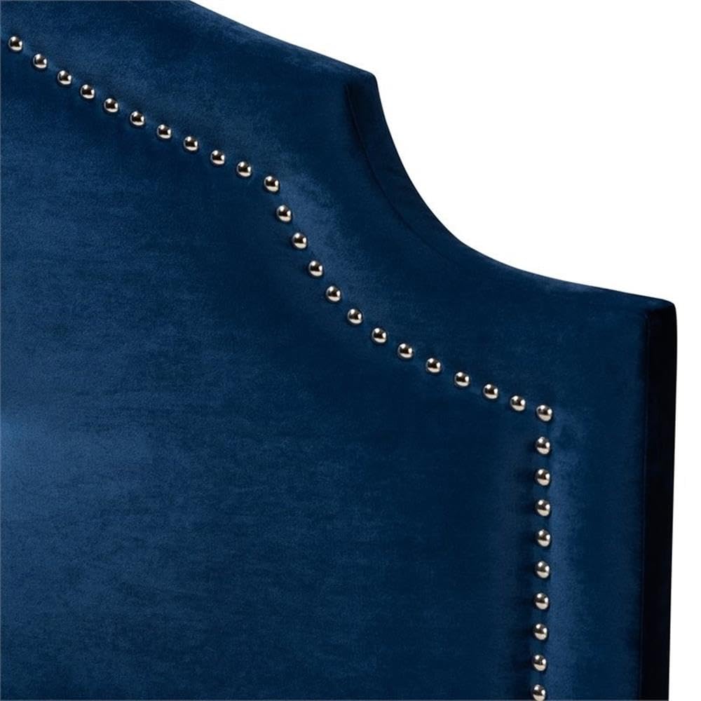 Baxton Studio Cora Modern and Contemporary Royal Blue Velvet Fabric Upholstered Queen Size Headboard
