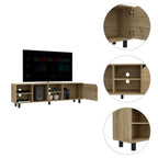 DEPOT E-SHOP Conquest Tv Stand for Tv´S Up 70", 4 Open Shelves, 5 Legs, Light Oak