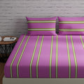 Huesland By Ahmedabad Cotton 144 Tc Cotton Bedsheet Double Bed With 2 Pillow Covers | Striped Pink & Green