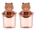 Teddy Bear Toothbrush Holder with Drainage Base, No Drill Self Adhesive Toothpaste & Toothbrush Storage Cup, Cute Bathroom Acces