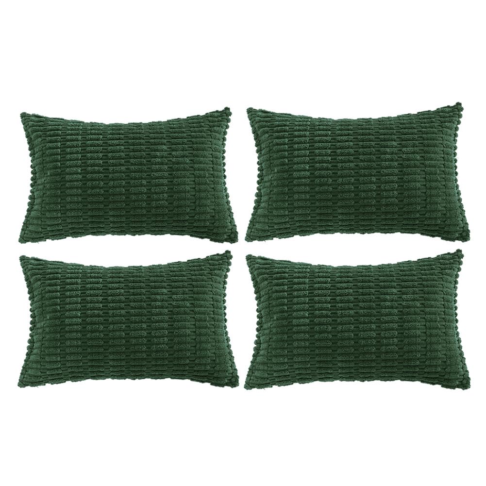 Fancy Homi Set Of 4 Dark Green Lumbar Rectangle Decorative Throw Pillow Covers 12X20 Inch For Couch Bed Chair, Aesthetic Boho Ro