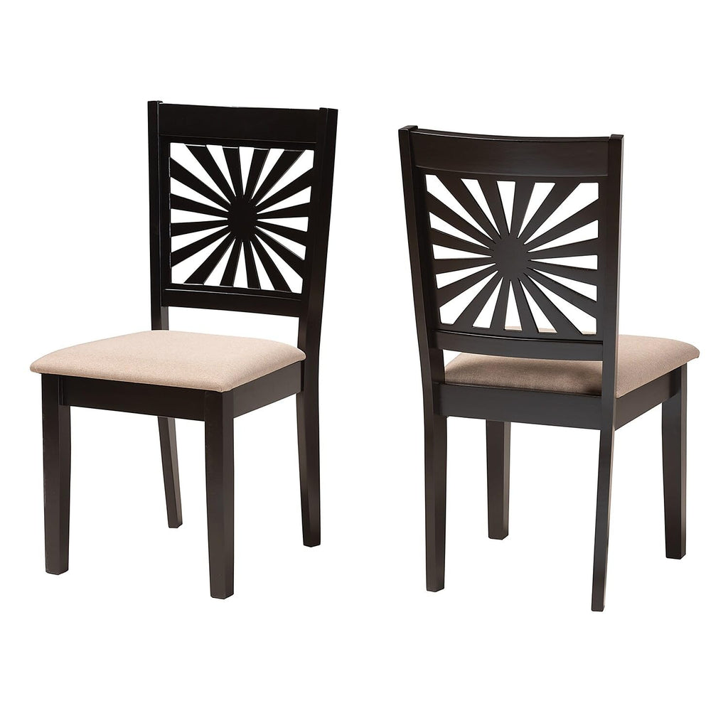 Baxton Studio Olympia Modern Fabric Dining Chair, Beige/Espresso Brown, 2/Set (231-2P-13180-HT)