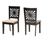 Baxton Studio Olympia Modern Fabric Dining Chair, Beige/Espresso Brown, 2/Set (231-2P-13180-HT)