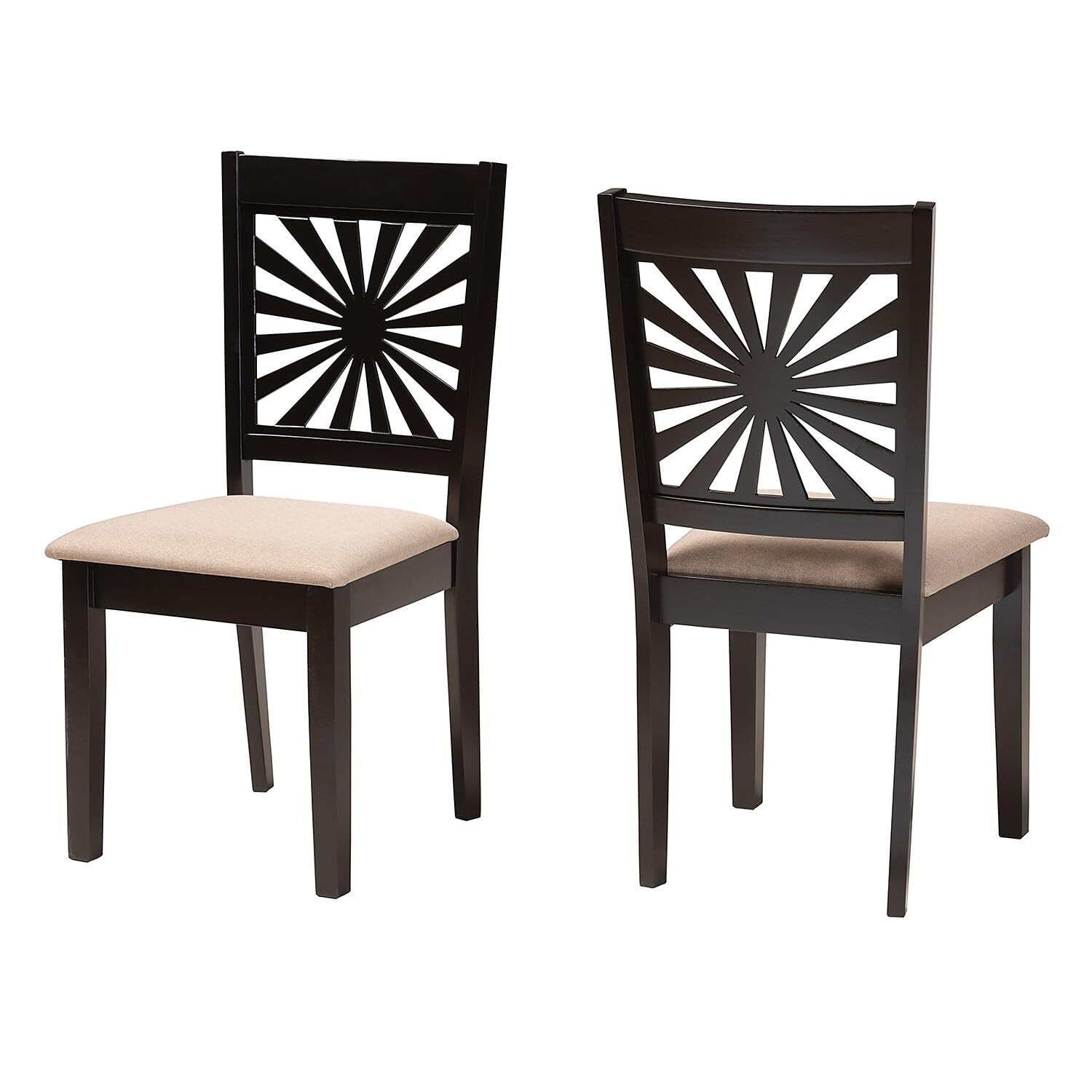 Baxton Studio Olympia Modern Fabric Dining Chair, Beige/Espresso Brown, 2/Set (231-2P-13180-HT)