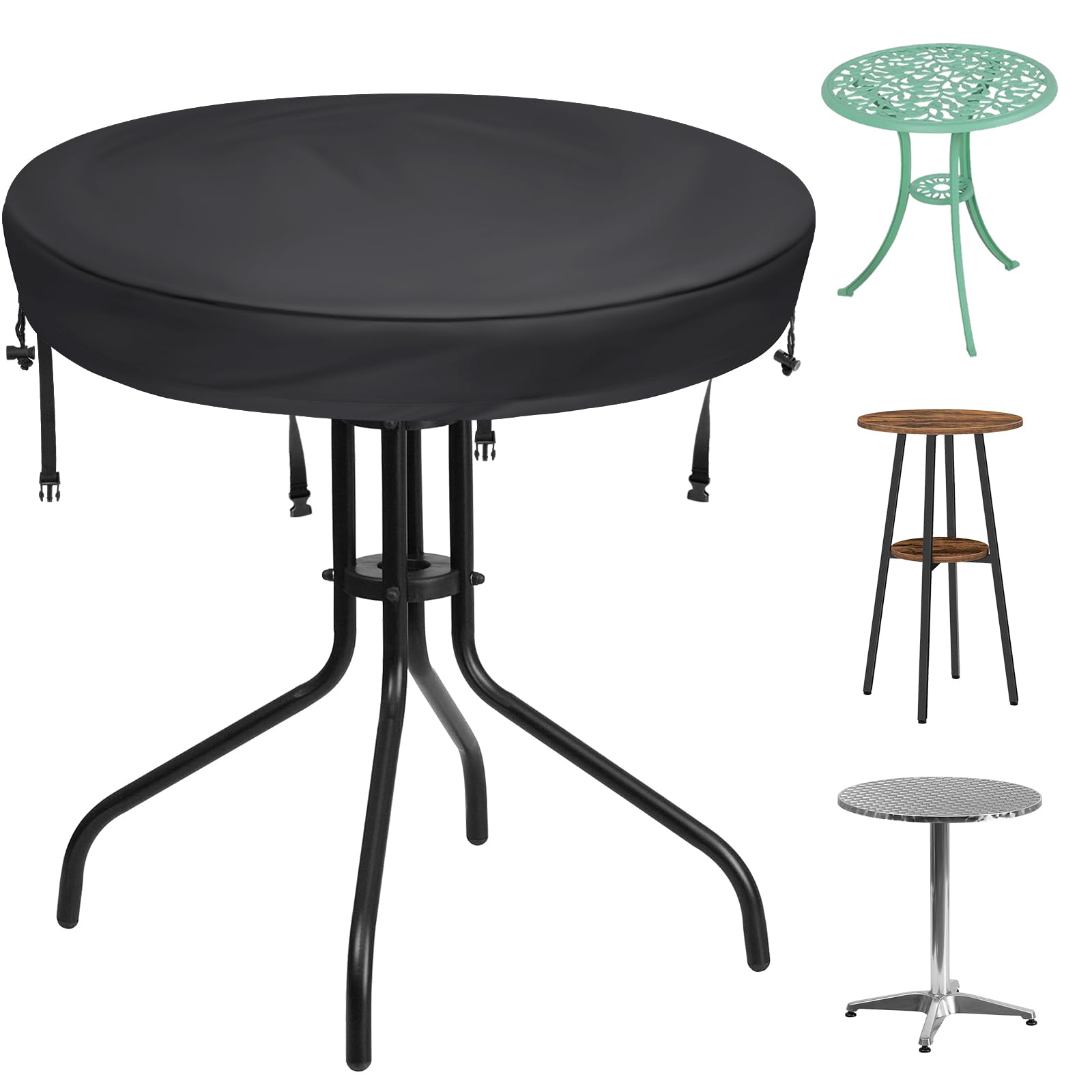 Tohonfoo Round Outdoor Table Cover - Waterproof Anti-Uv Round Patio Table Cover - Fits Round Outdoor Table Up To 43-45 Inch
