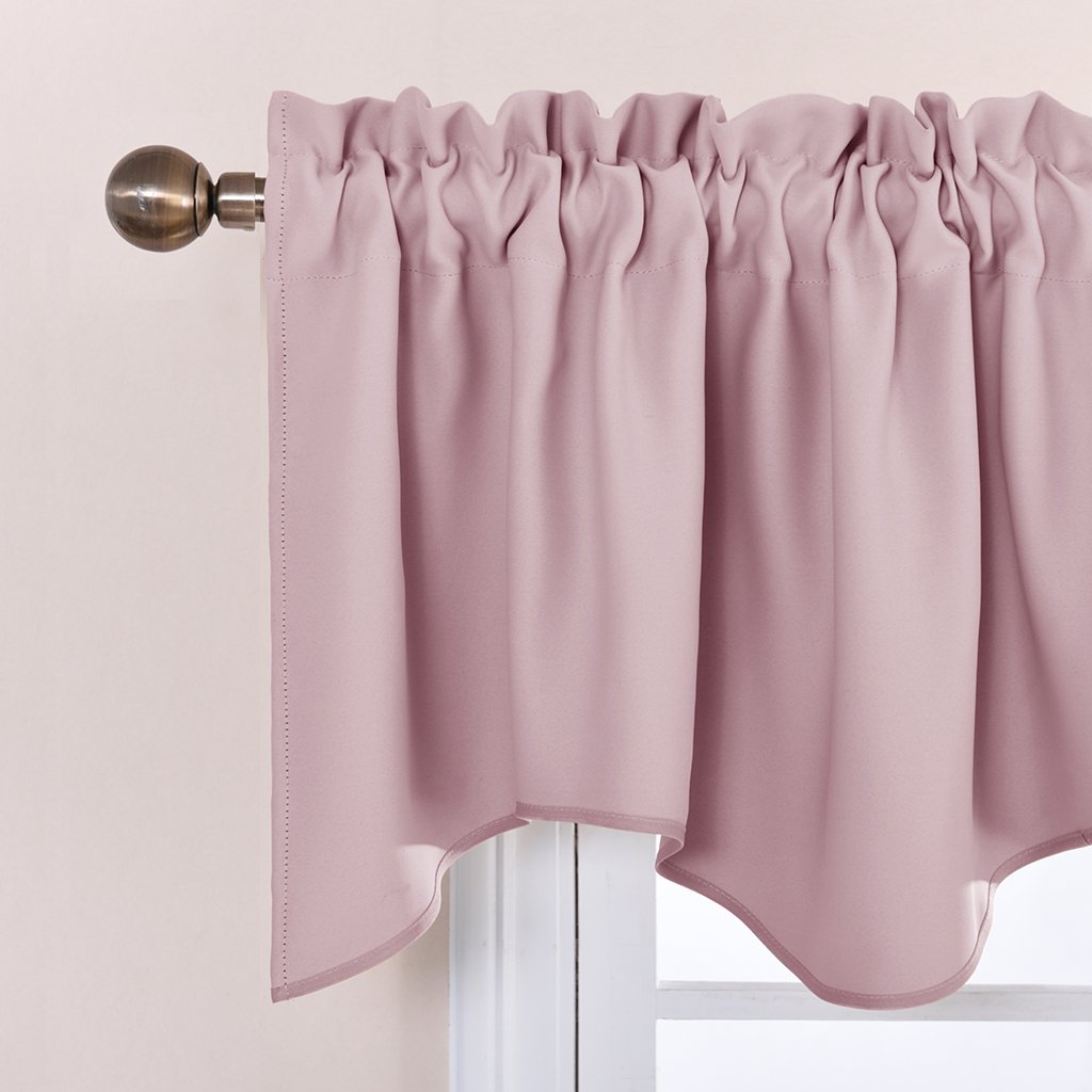 Nicetown Room Darkening Valance For Girls - Lovely Cute 52 Inches By 18 Inches Scalloped Valance Window Curtains For Baby Nurser