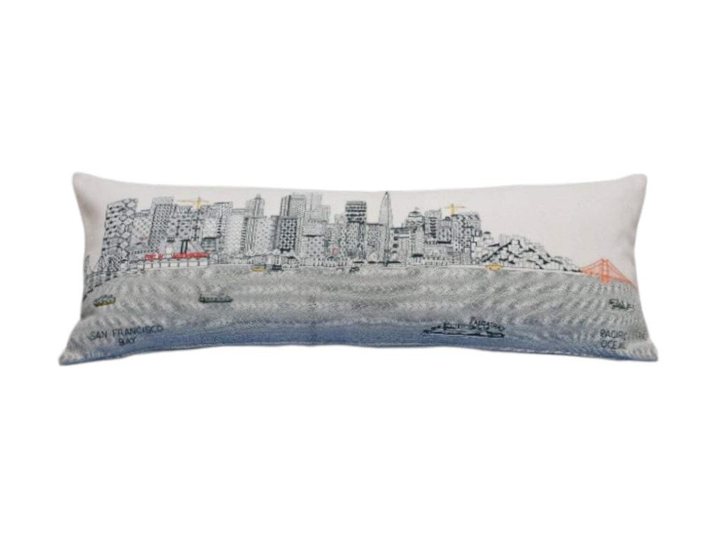 HomeRoots Cream 35' White San Francisco Daylight Skyline Lumbar Decorative Pillow