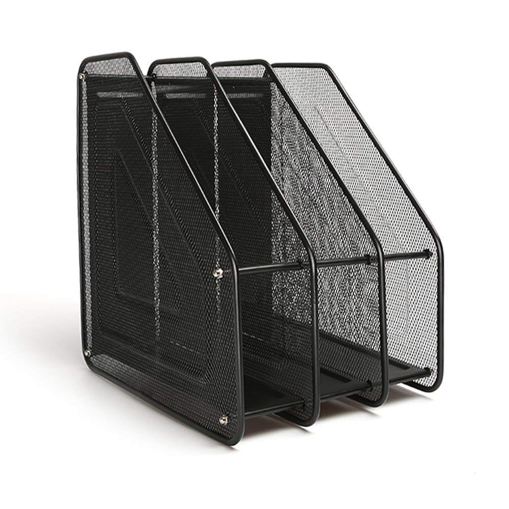 Wagmine Metal Material 3 Tier Magazine Frame Organizer Holder for Office Desk and Home Storage Basket