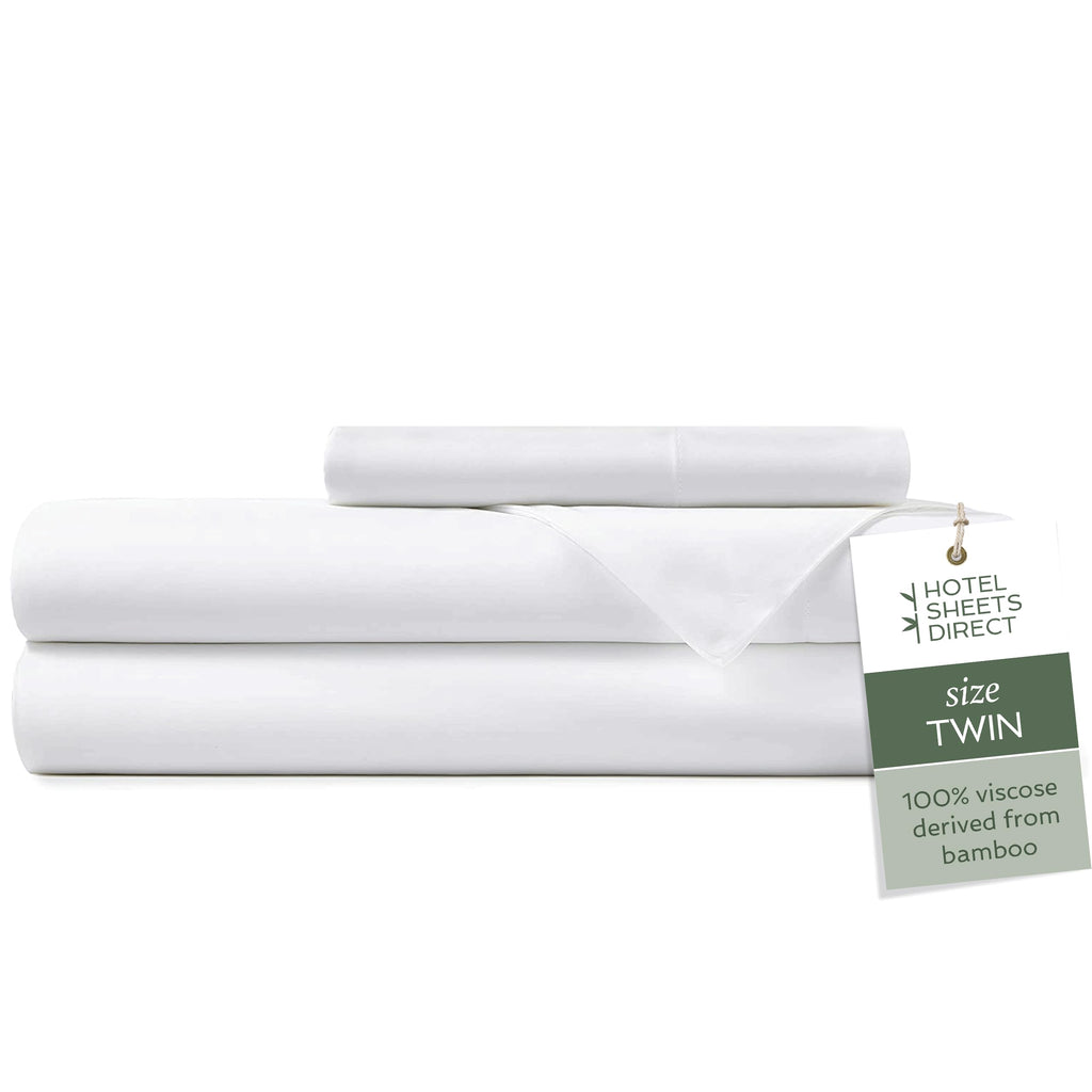 Hotel Sheets Direct 100% Viscose Derived From Bamboo Sheets Set Twin - Cooling Bed Sheets With 1 Pillowcase- Breathable, Moistur