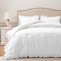 Harborest King Comforter Set White - Ruffle Comforter For King Size Bed, Fluffy King Size Comforter Set For All Seasons, 3 Piece