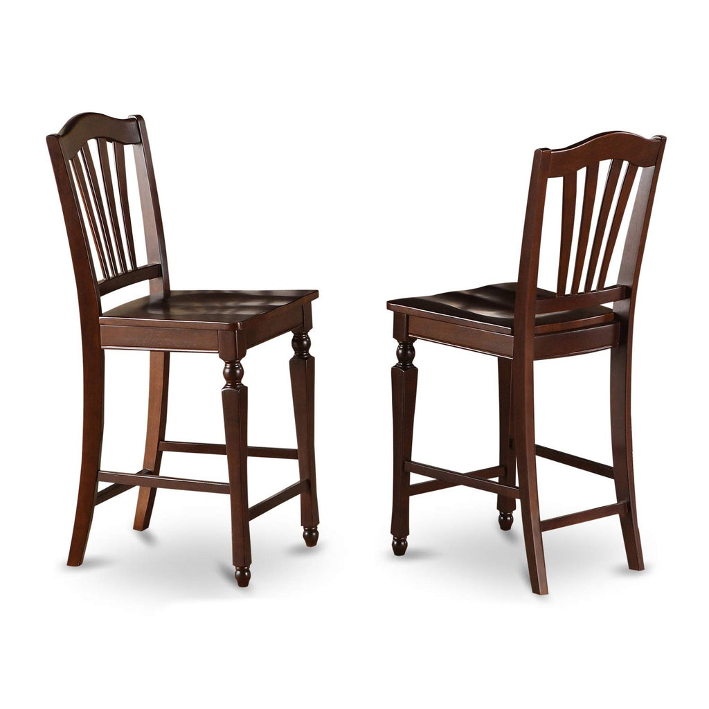 East West Furniture Edch3-Mah-W 3 Pc Pub Table Set - Kitchen Table And 2 Counter Height Stool.