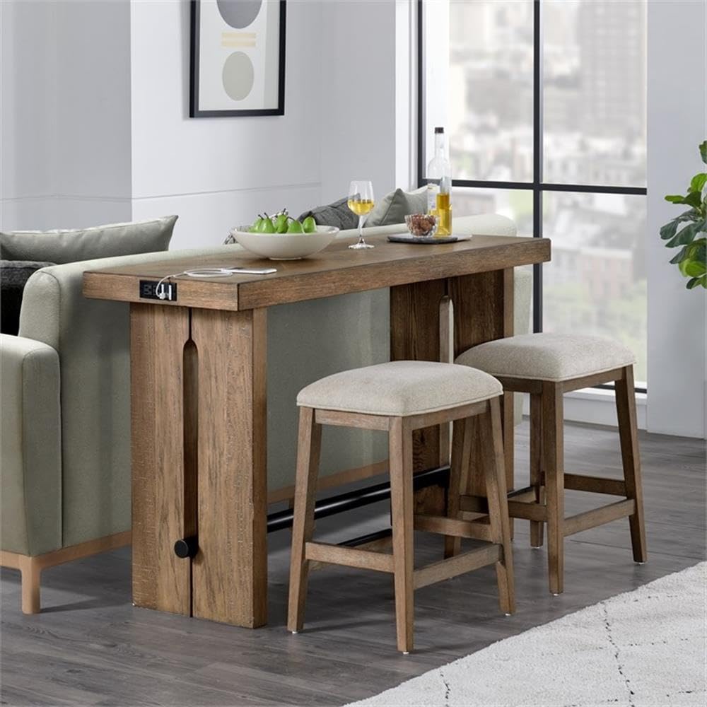 Intercon Landmark 60" Wide Sofa Table with 2 Legs, Weathered Oak Furniture