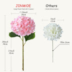 Jinwoe Light Pink Flowers Silk Artificial Hydrangeas, 5Pcs 20Inch Lifelike Large Flowers With Stems, Full Artificial Flowers For
