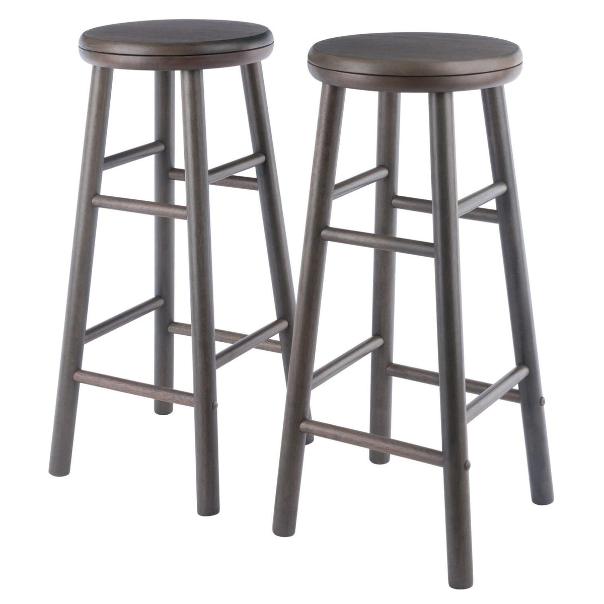 Winsome Shelby 2-Piece Swivel Bar Stools, 30 in, Oyster Gray, Solid Wood