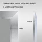Amorho 50X30 Inch Bathroom Mirror Silver, Thick Metal Framed Wall Mirrors For Over Sink, Brushed Nickel Mirror Perfect For Bedro