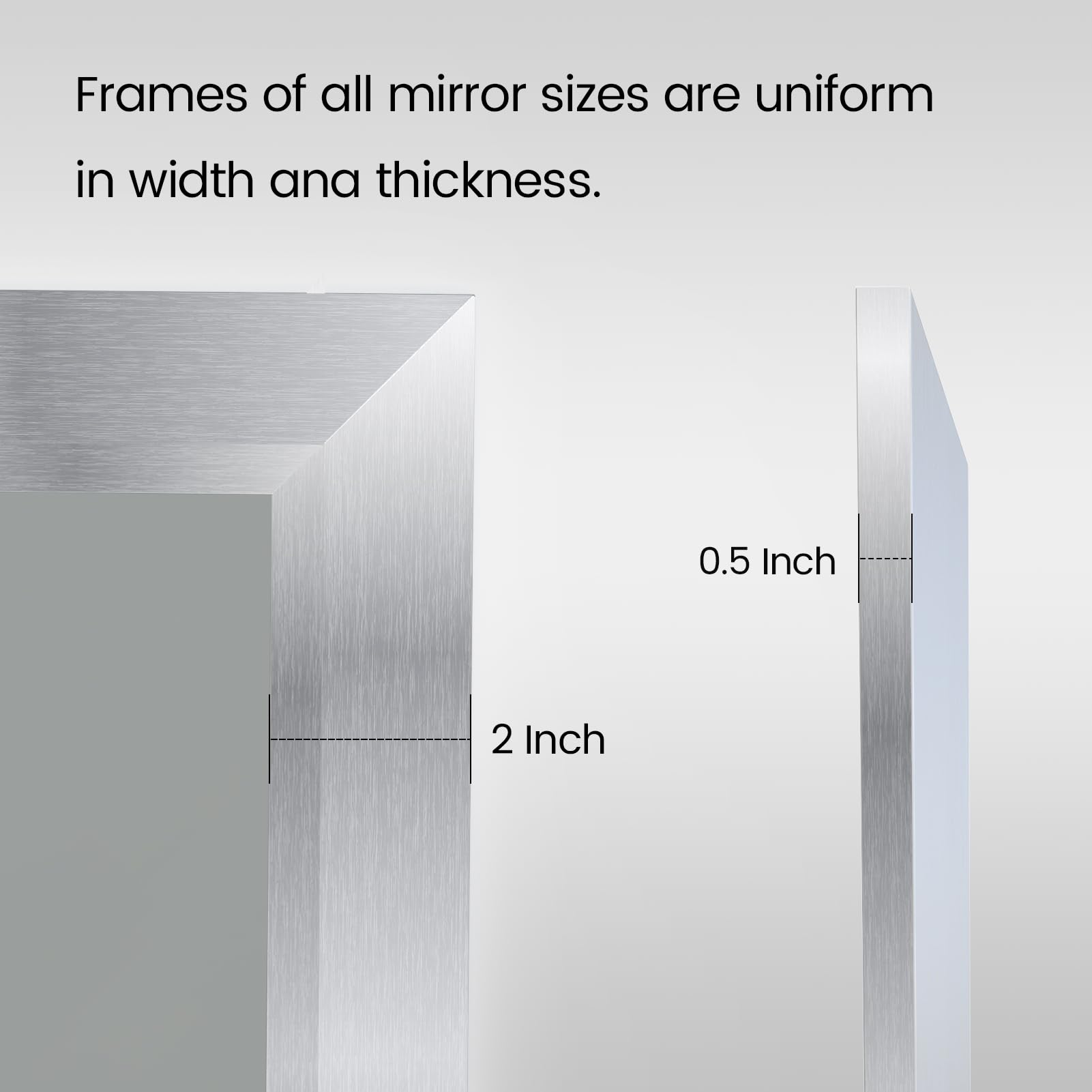 Amorho 50X30 Inch Bathroom Mirror Silver, Thick Metal Framed Wall Mirrors For Over Sink, Brushed Nickel Mirror Perfect For Bedro