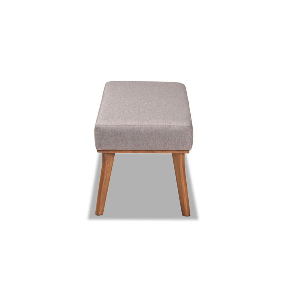 Baxton Studio Grey Fabric Upholstered and Brown Finished Wood Dining Bench