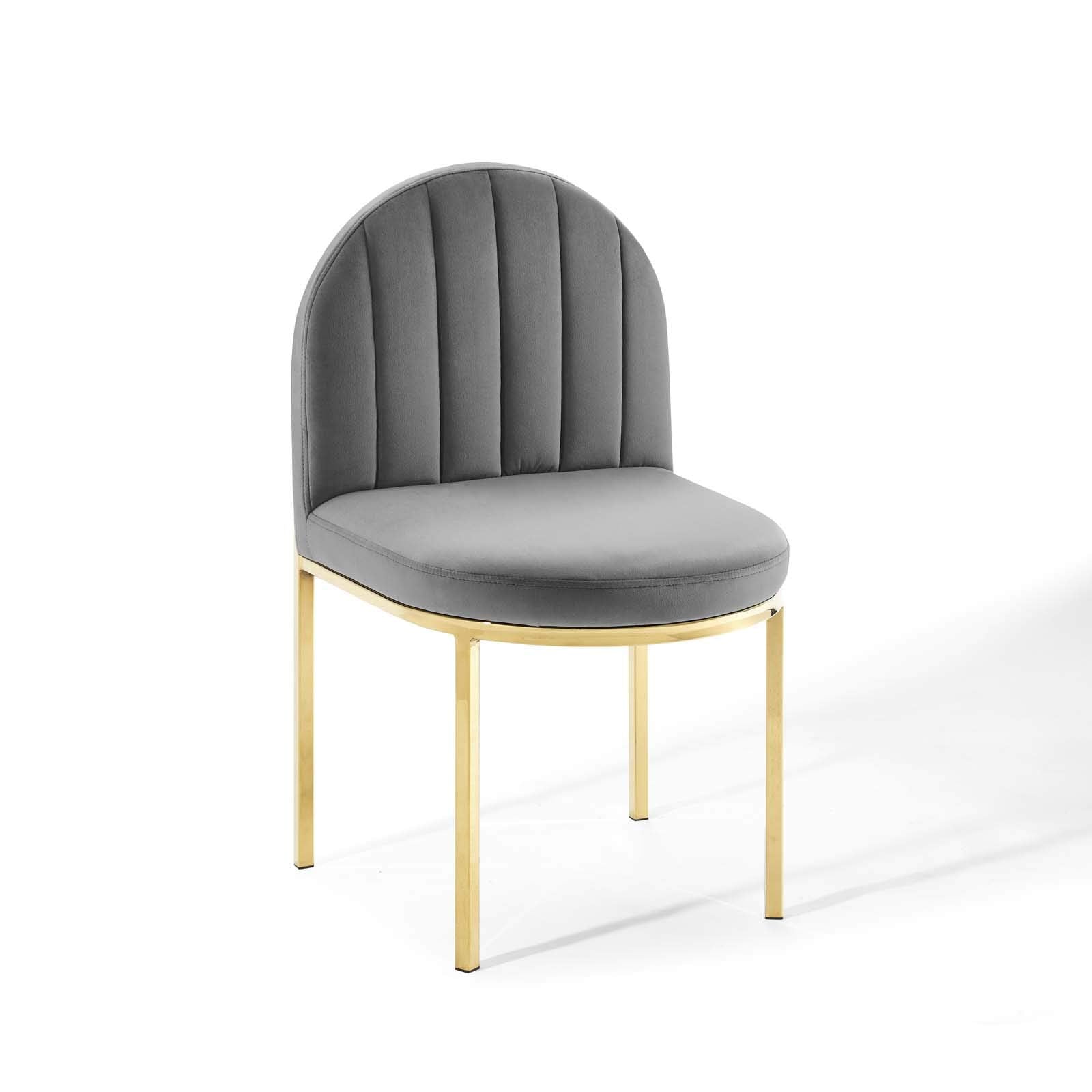 Modway Isla Dining Side Chair Performance Velvet Set Of 2 In Gold Gray