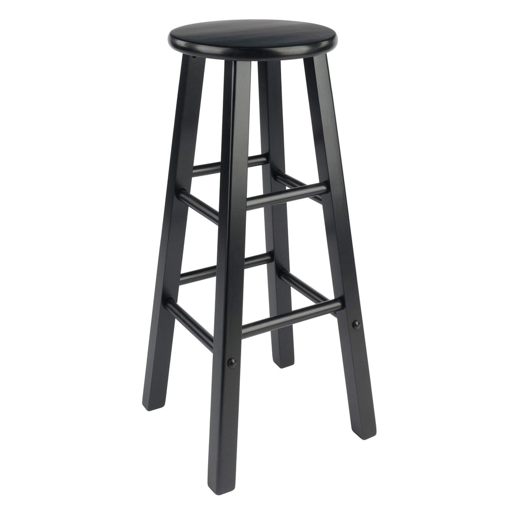 Winsome Element 2-Piece 29In Bar Stool Set, Black Finish, Solid Wood, Modern Design