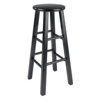 Winsome Element 2-Piece 29In Bar Stool Set, Black Finish, Solid Wood, Modern Design