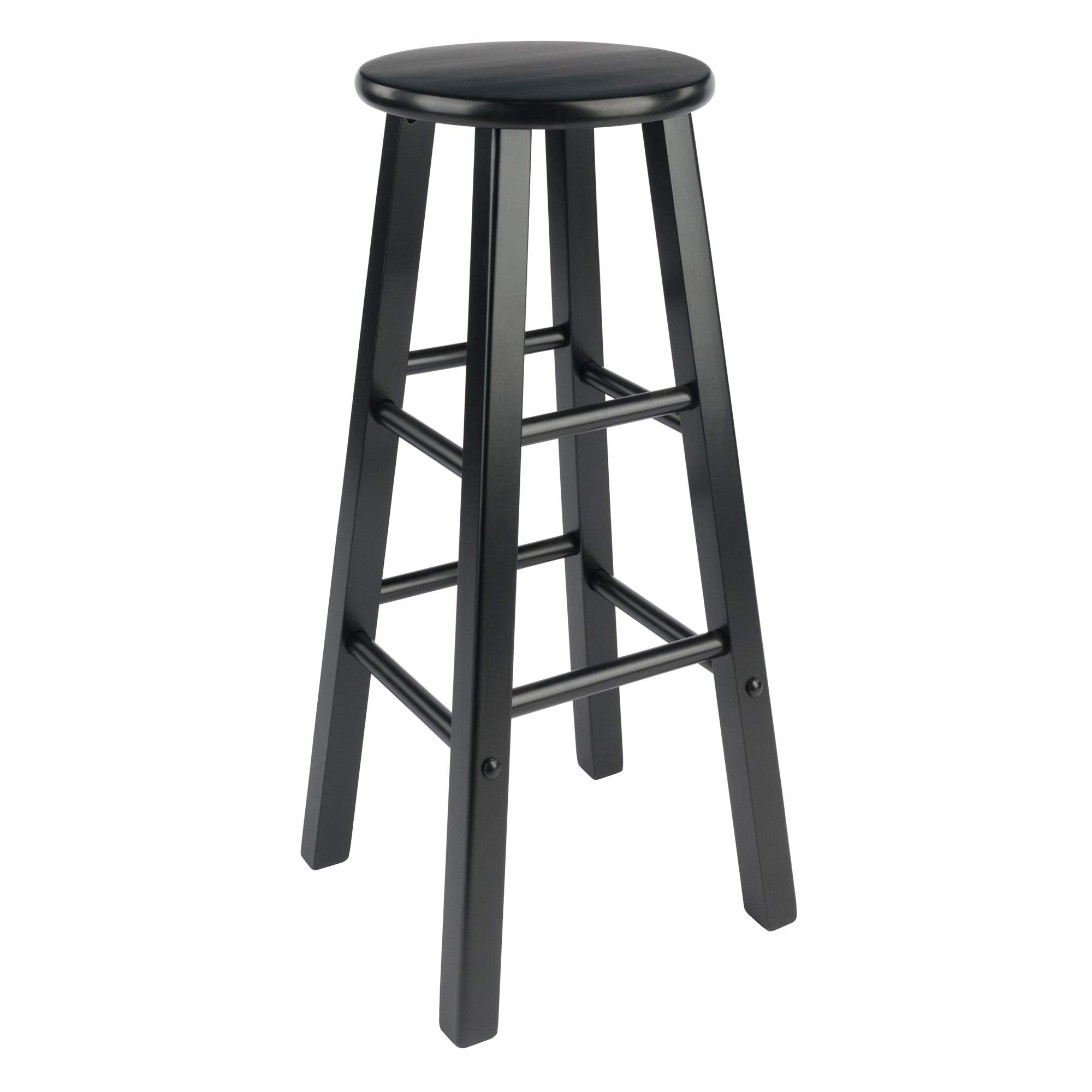 Winsome Element 2-Piece 29In Bar Stool Set, Black Finish, Solid Wood, Modern Design