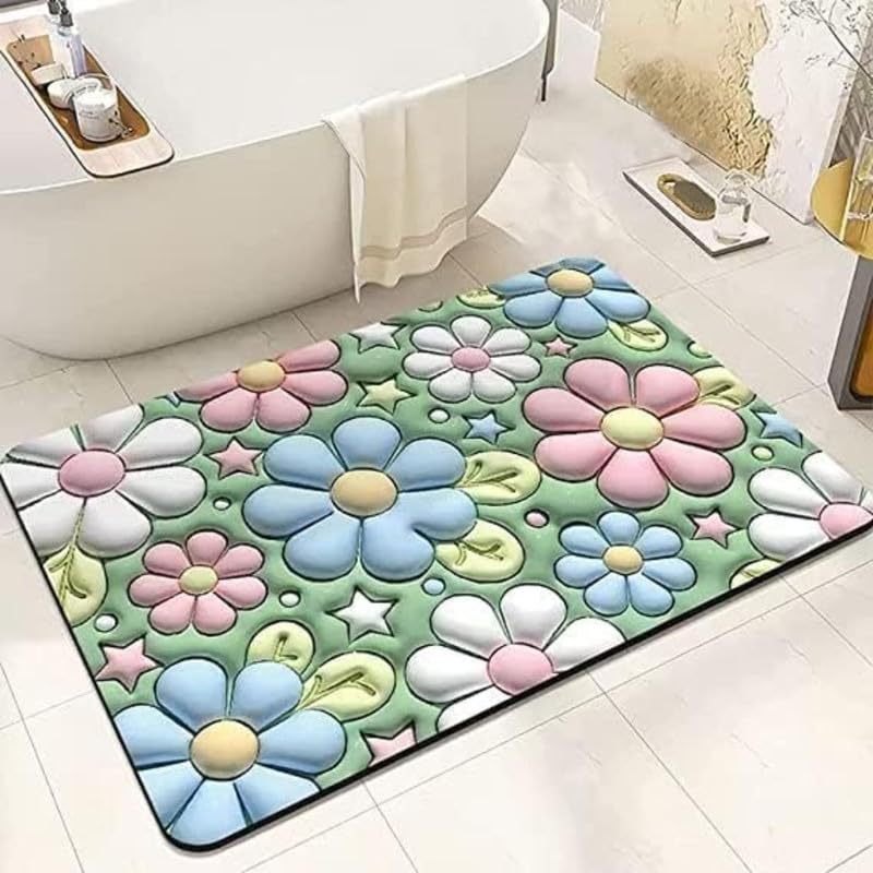 DEVENDRA ONLINE Round Bathroom Foot Mat  Soft, Absorbent, and NonSlip Floor Mat for Bathroom, Shower, Toilet | QuickDrying | 