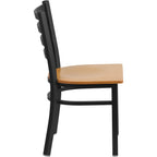 Flash Furniture HERCULES Series Black Ladder Back Metal Restaurant Chair - Natural Wood Seat