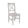 Benjara Open X Back Distressed Wooden Dining Chair, Gray
