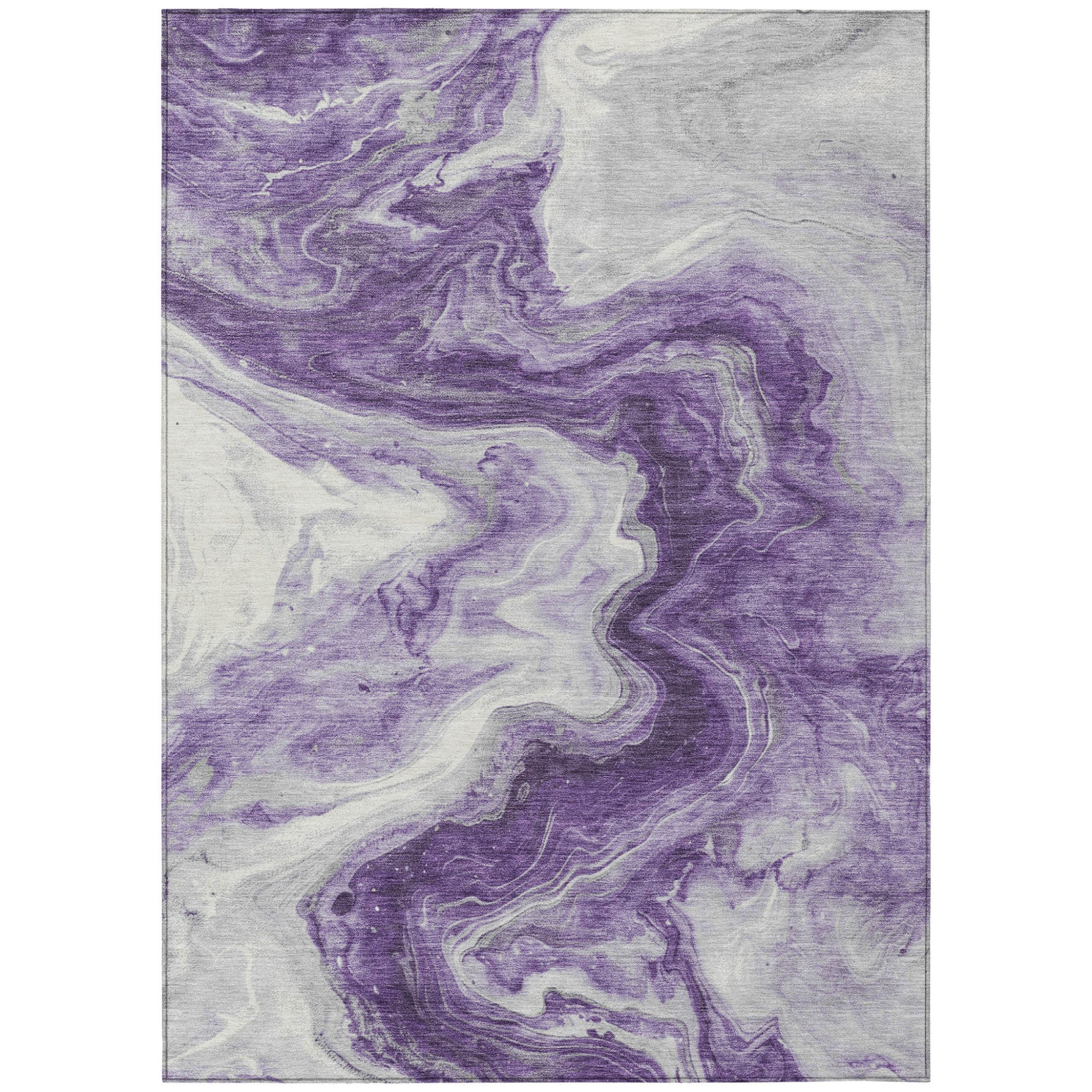 8' X 10' Purple And Silver Abstract Washable Indoor Outdoor Area Rug
