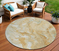 8' Gold And Silver Round Abstract Washable Indoor Outdoor Area Rug