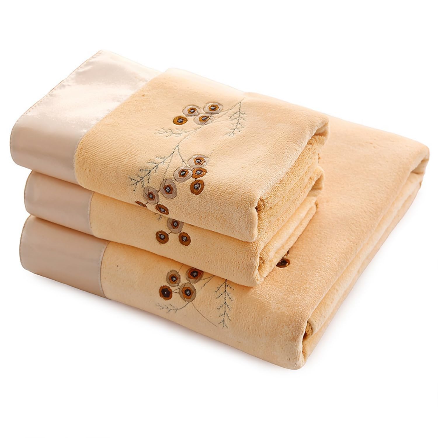 Riverbyland 2 Towel and 1 Bath Towel Embroidered Pattern Set of 3