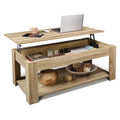 CAPHAUS 47 Natural Oak Lift Top Coffee Table with Storage, 110 lbs Capacity, 11 lbs Lifted
