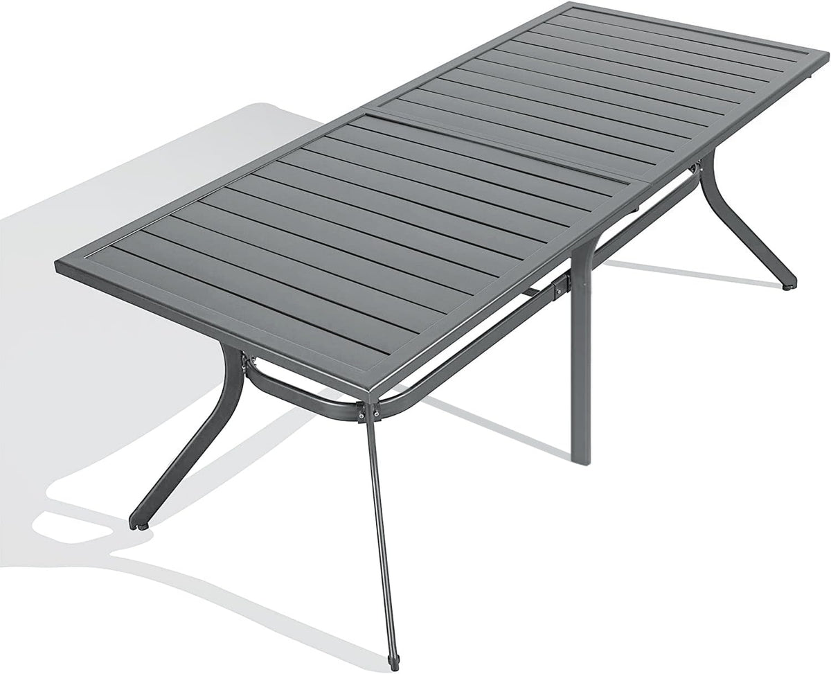 Purple Leaf 68 Person Outdoor Aluminum Dining Table With Height Adjustable Feet And Slatted Tabletop Large Rectangle Patio Tabl