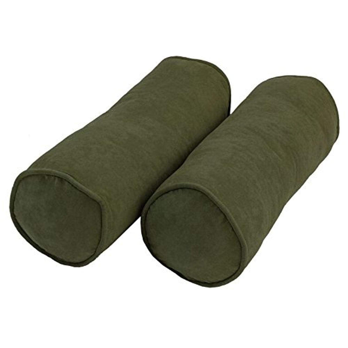 Blazing Needles Corded Microsuede Bolster Pillow, 20" x 8", Hunter Green 2 Count