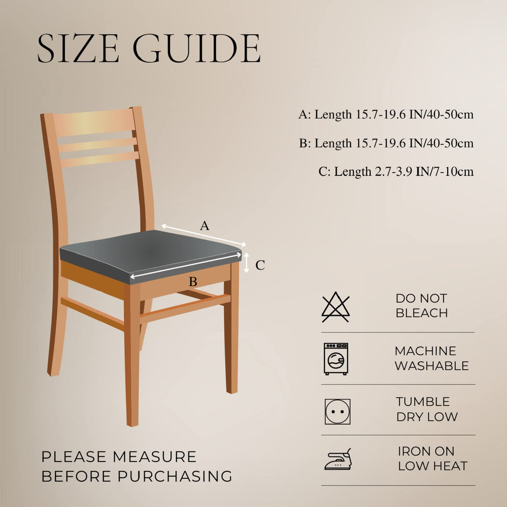 Searchi Waterproof Dining Chair Seat Covers Set Of 6, Washable Stretch Seat Covers For Dining Chairs, Rear-Covered Dining Room S