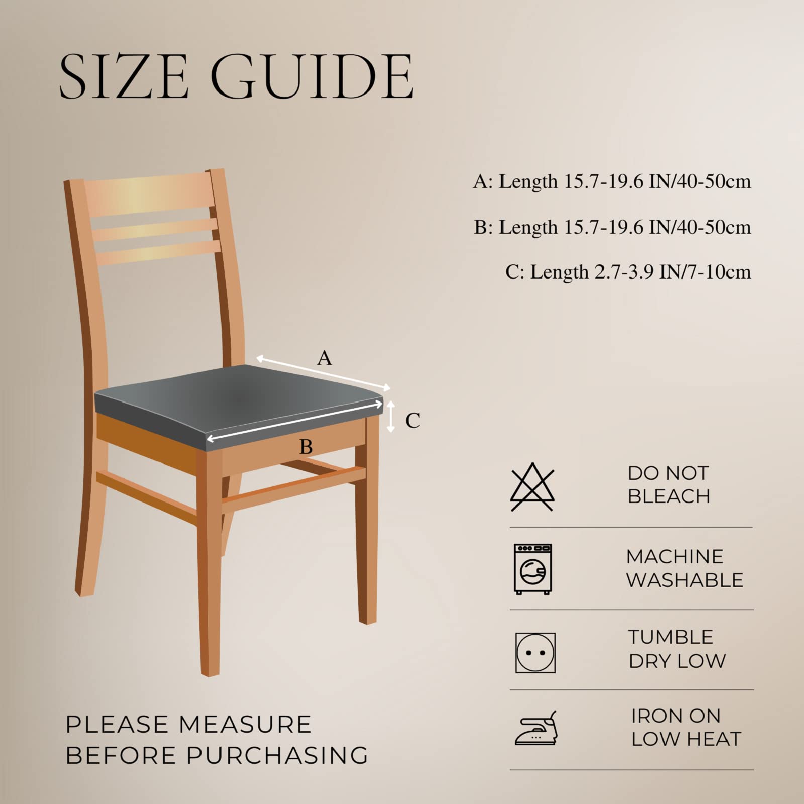 Searchi Waterproof Dining Chair Seat Covers Set Of 6, Washable Stretch Seat Covers For Dining Chairs, Rear-Covered Dining Room S