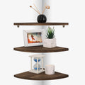 Joiishom Shelves 3, Rustic Wood Corner Wall Mount, 10x10x0.7 inches, 42 pounds Capacity