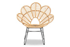 Baxton Studio Garan Modern Bohemian Natural Brown Rattan and Black Metal Accent Chair