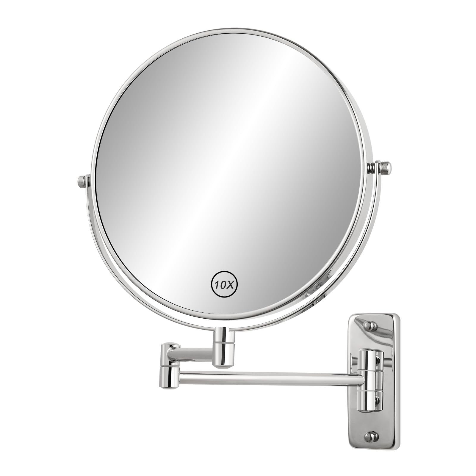 FFowcye 8    Wall Mounted Makeup Mirror - 1X/10X Double Sided Magnifying Bathroom Mirror, 360 Swivel Extendable Vanity Shaving M