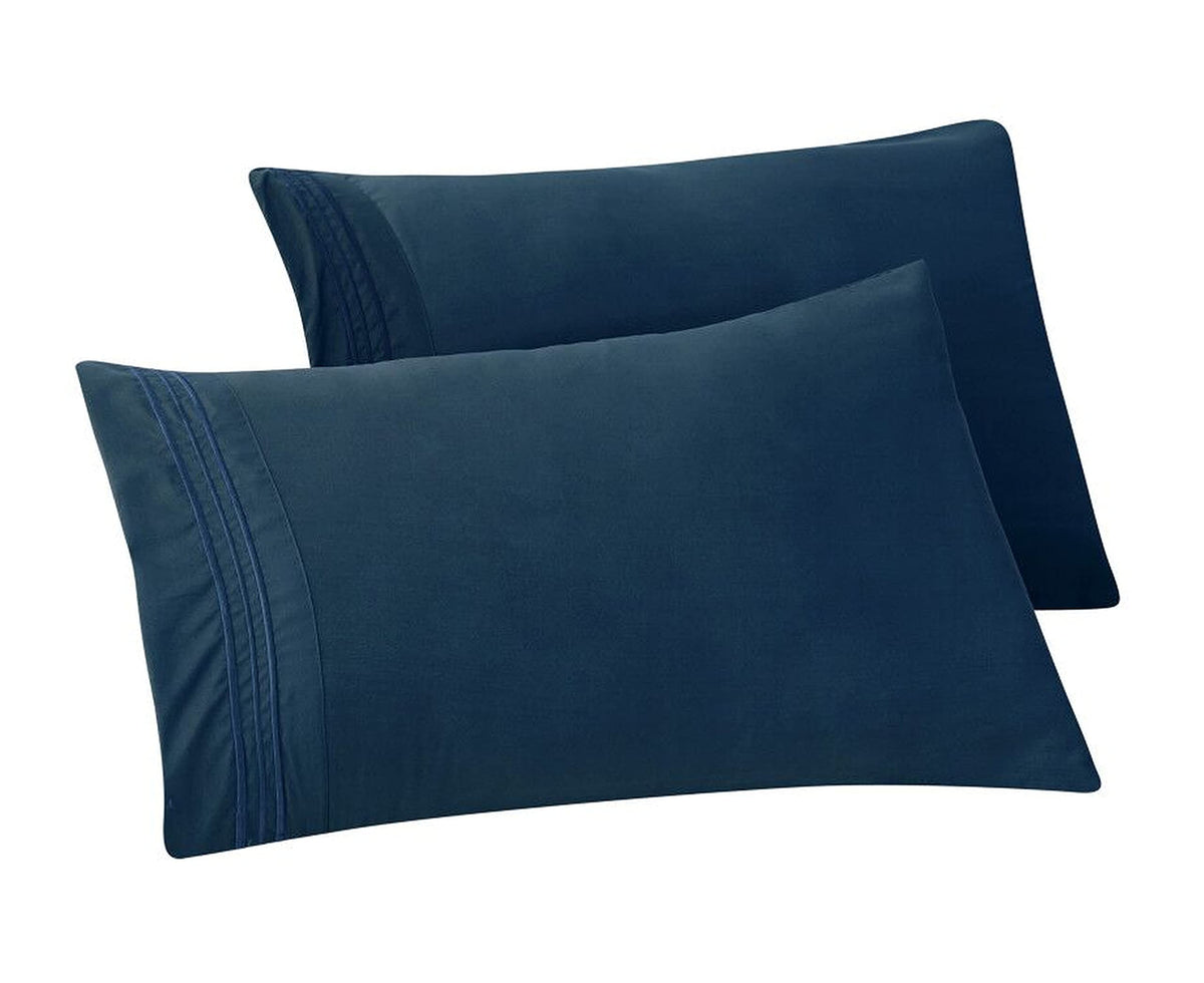 Elegant Comfort Solid Pillowcases 1500 Thread Count Egyptian Quality - Easy Care, Smooth Weave, Wrinkle And Stain Resistant, Easy Slip-On, 2-Piece Set, King Pillowcase, Navy