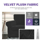 Znsayotx Luxury Velvet Chair Slipcovers With Arm 2 Piece Stretch Chair Covers For Living Room Thick Soft Armchair Slipcover Anti Slip Pet Friendly Furniture Protector (Black),32'-46'(1 Cushion)