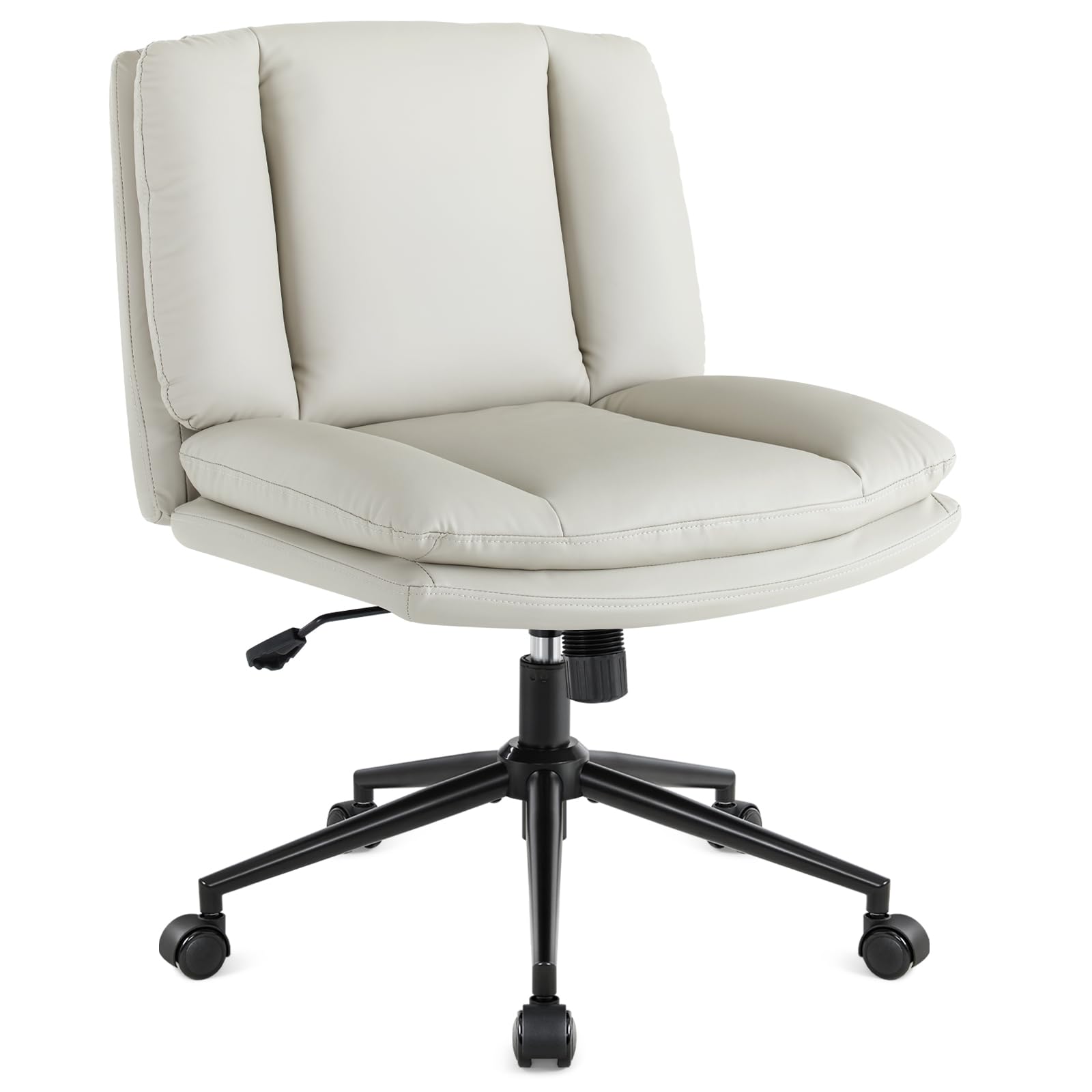 Cross Legged Office Chair with Wheels and Flip-Up Arms, Ergonomic Criss Cross Desk Chairs with Fabric Padded, Height Adjustable 