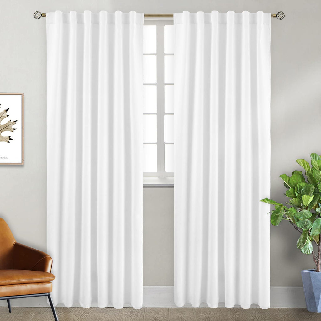 Bgment Rod Pocket And Back Tab White Curtains For Bedroom - Thermal Insulated Room Darkening Curtains For Living Room, 2 Window Curtain Panels (52 X 84 Inch, Pure White)