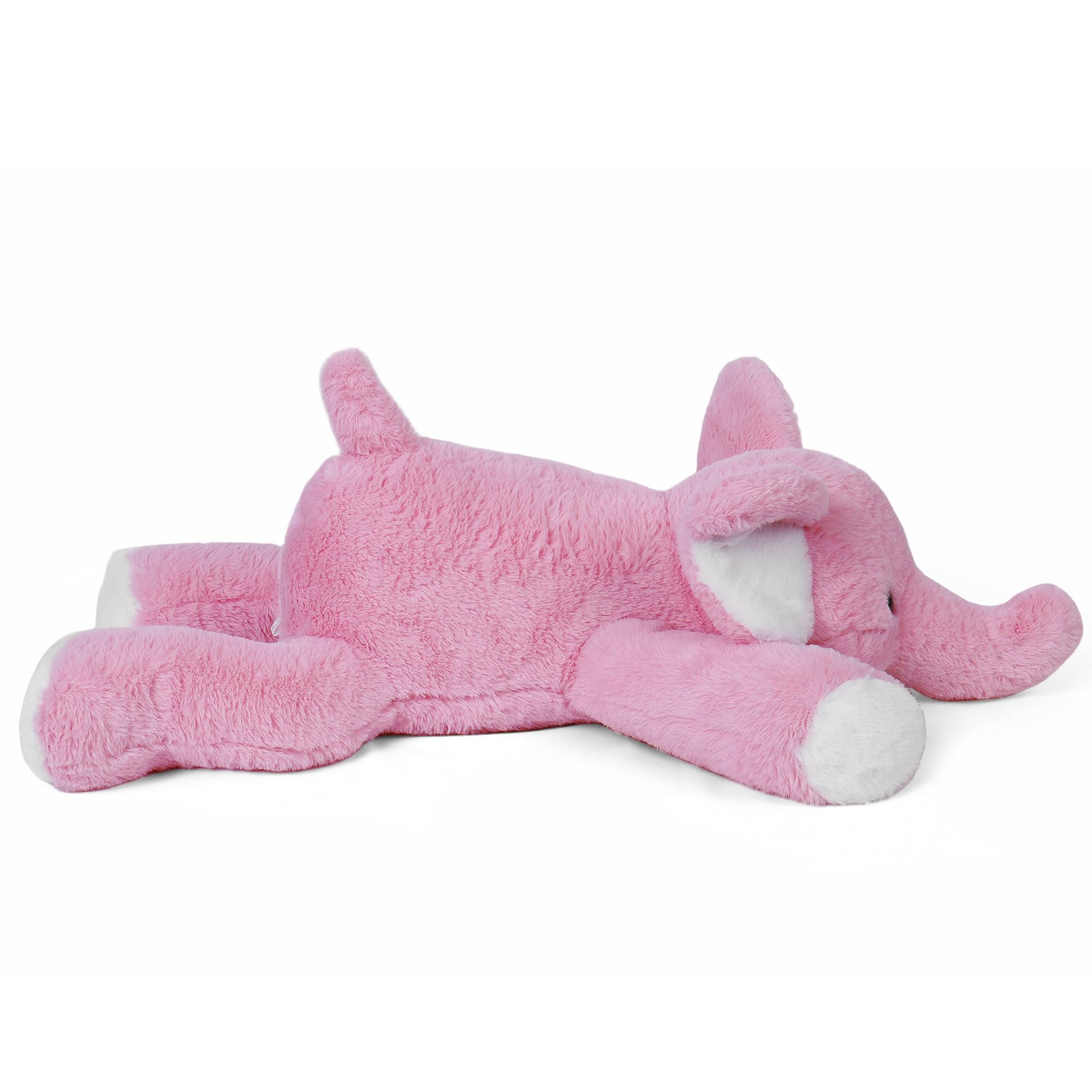 JellyMallow 27" Weighted Pink Elephant Plush Pillow - 5 lbs Huggable Stuffed Animal for Kids & Adults