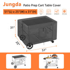 Jungda Outdoor Grill Cart Cover For Bbqmall Pizza Oven Table,Waterproof Outdoor Pizza Oven Cart Cover,Patio Bbq Grill Stand Cover - 51 X 25 X 31 Inch